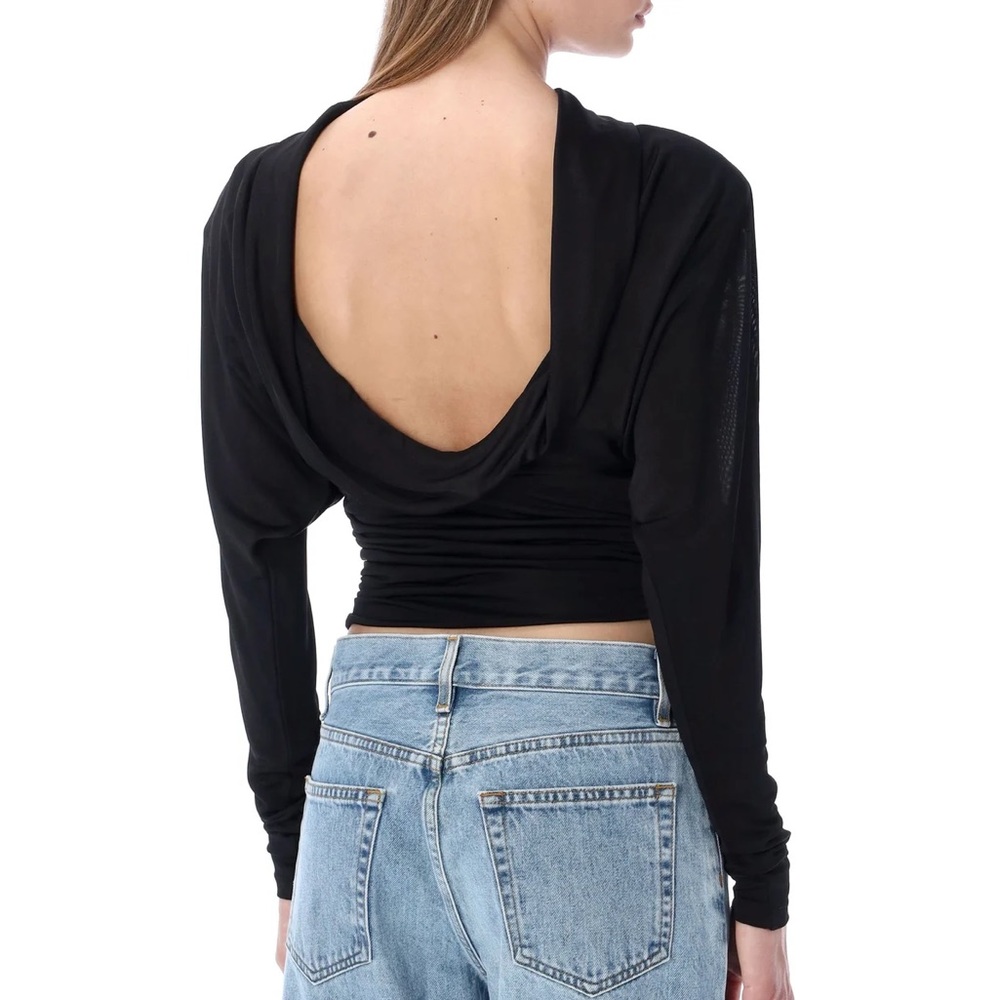Saint Laurent Cowl Back Long Sleeve Top
